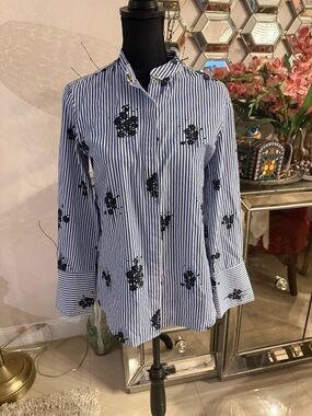 Derek Lam 10 Crosby Blue and White Striped Shirt 2